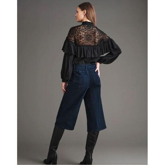 Haute Hippie Kamila Blouse NWT Black Lace Button Down Ruffles Retail $395 Sz S - Picture 4 of 4